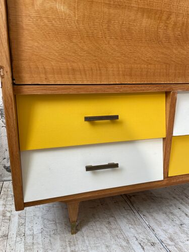 Furniture chest of drawers two-tone 60s