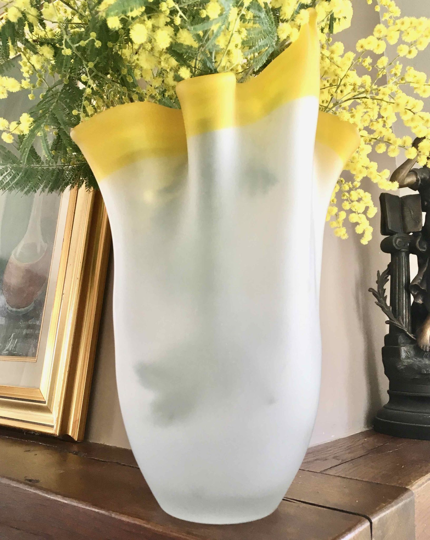 Vase mouchoir pâte de verre années 70