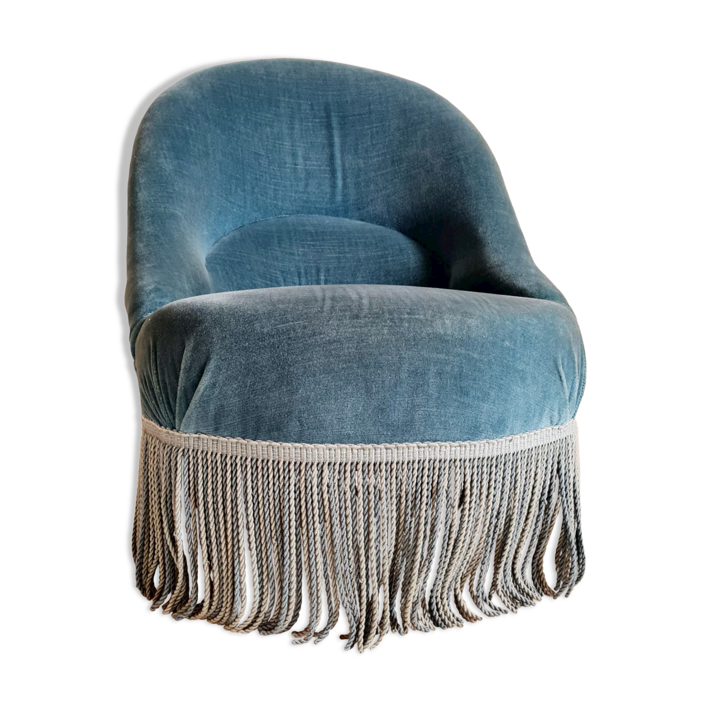Blue velvet toad armchair