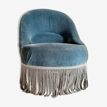 Fauteuil crapaud velours bleu