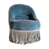 Blue velvet toad armchair