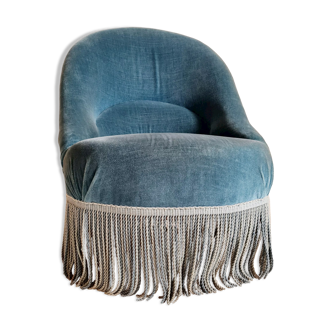 Blue velvet toad armchair