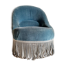 Fauteuil crapaud velours bleu