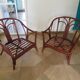 Set of 2 bamboo armchairs - curved wood - 1960s