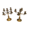 Pair of 5-branch brass candlesticks