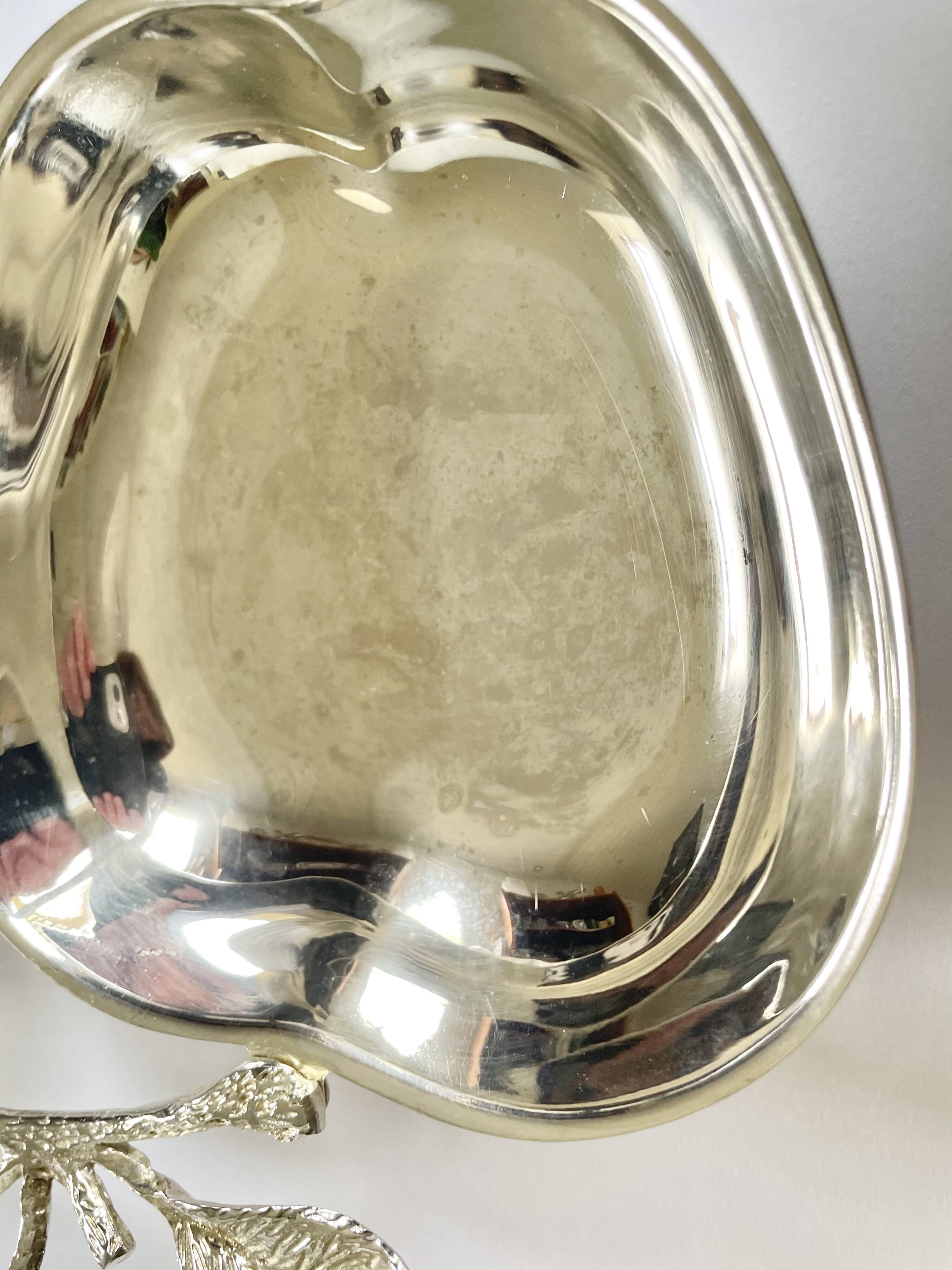 Vintage double apple metal silver-plated pocket tray – 1970s