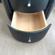 Genuine leather and black glass bedside table Terranova