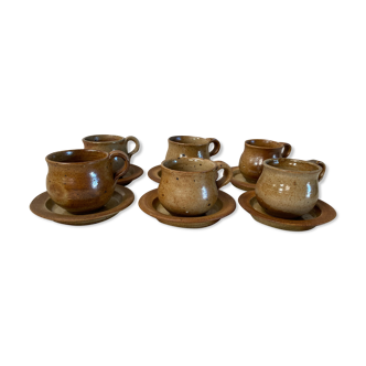 Set of 6 vintage stoneware cups