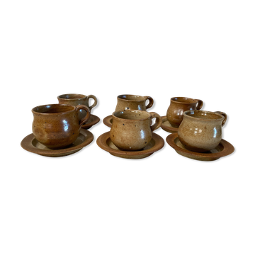 Set of 6 vintage stoneware cups