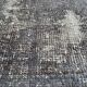Distressed turkish rug 111x78 cm wool vintage rug, over-dyed gray