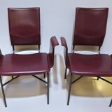 Ross Littell for Matteo Grassi Armchairs Bordeaux Leather & Steel, set of 2
