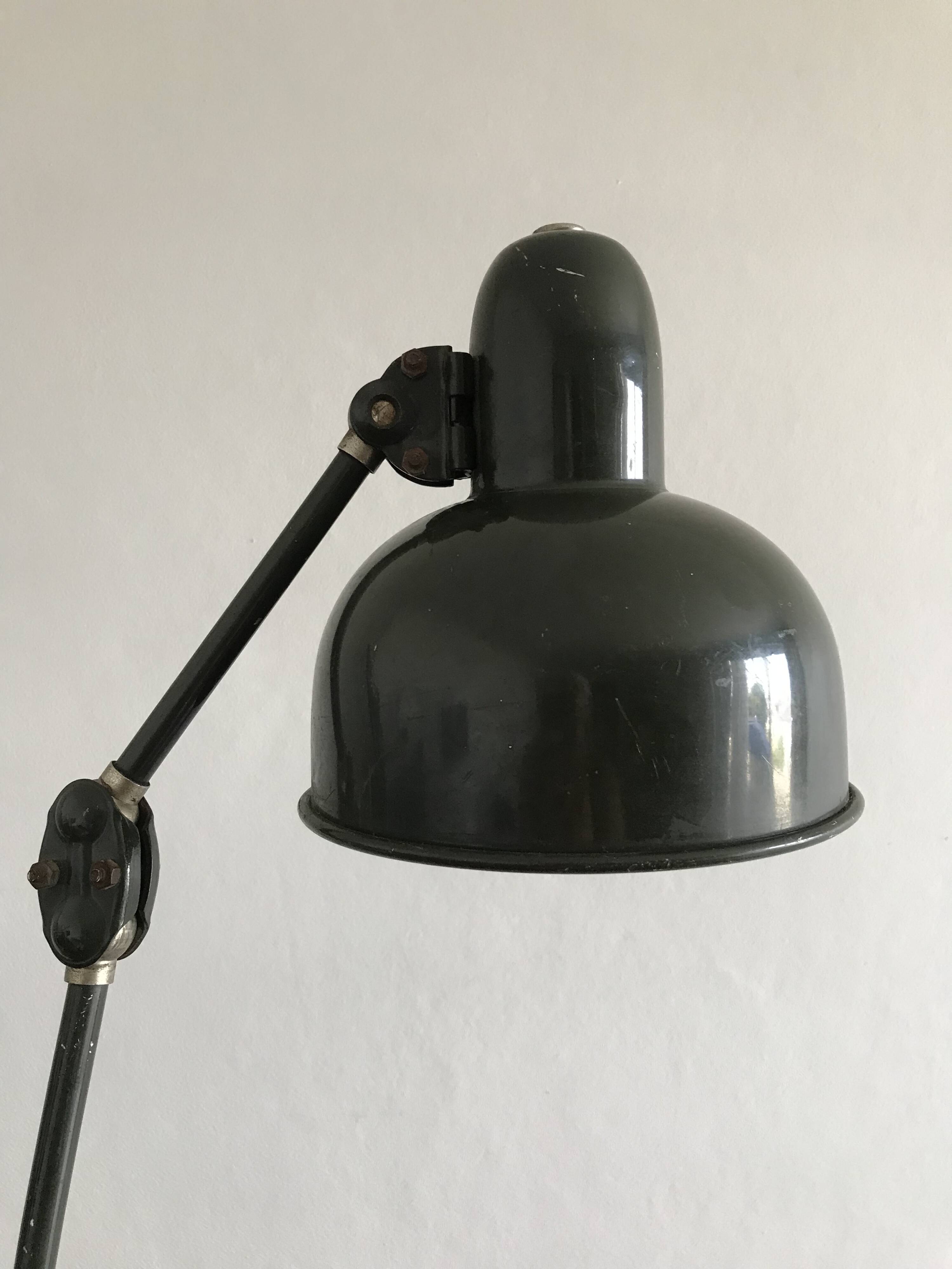 1950s English green workshop lamp