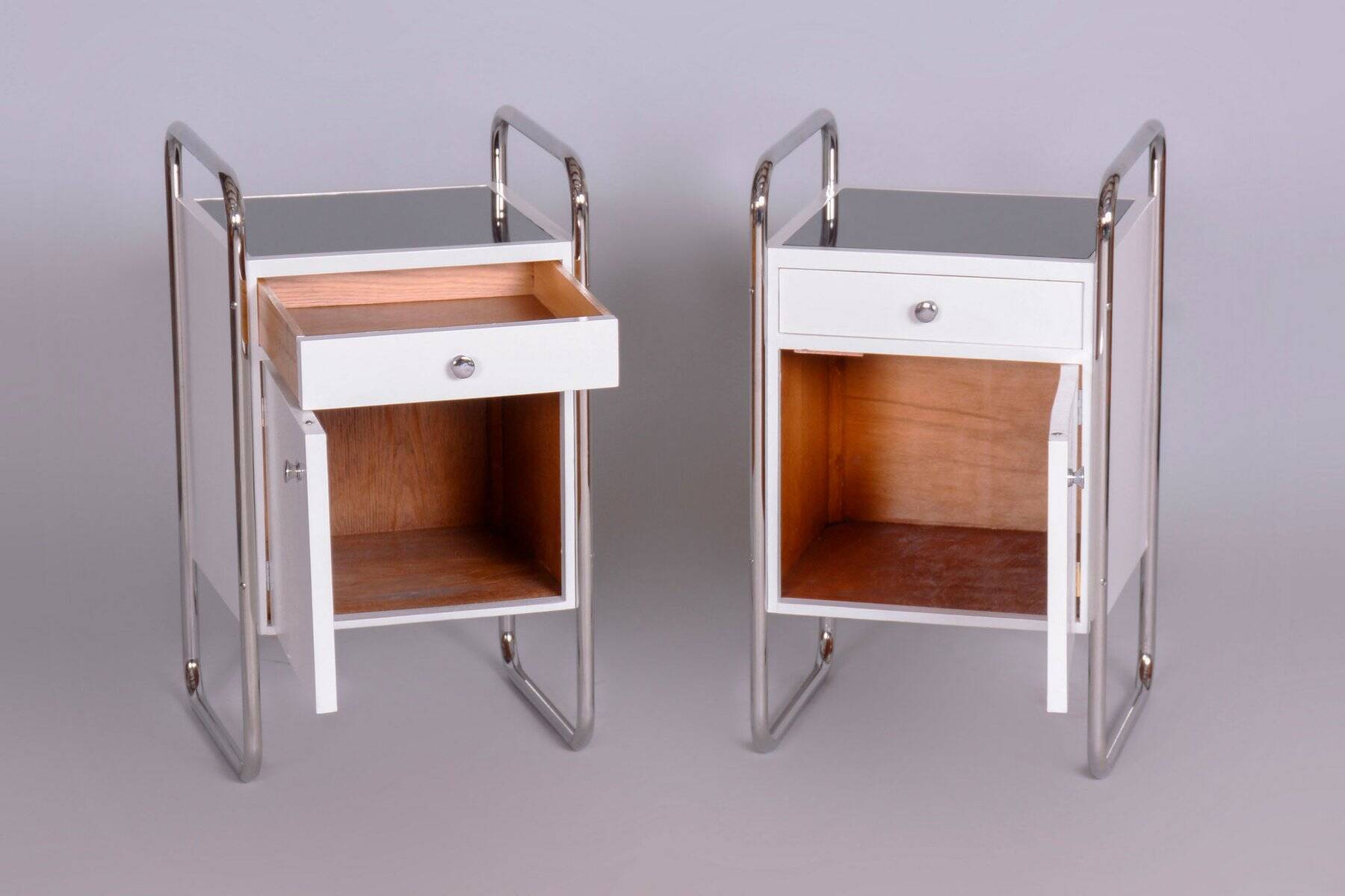 Bauhaus Bedside Tables in Chrome by Vichr, 1930s, Set of 2
