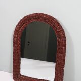Vintage mirror with wicker border