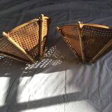 Set of two bamboo and cane lampshades