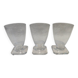 3 white wine glasses 11cl Daum crystal with square art deco base h 9.3cm