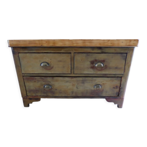 Commode basse industrielle - bois patine