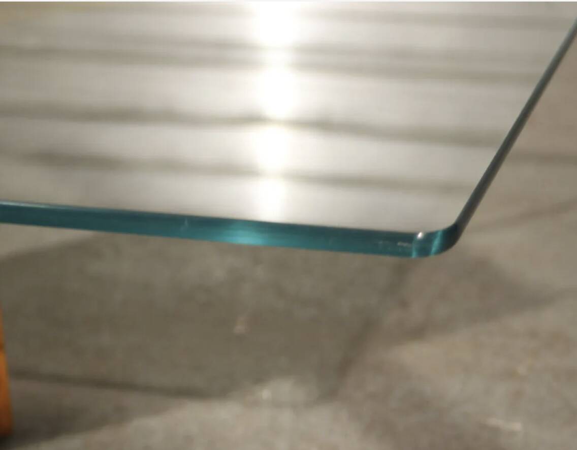 Coffee table in elm burl and tempered glass by Jean-Claude Mahey for Roche Bobois.