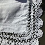 Pair of pillowcases edge hooked hand fine cotton