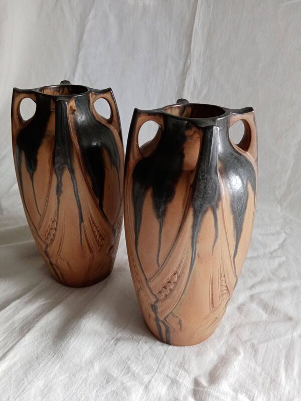 Paire de vase d'époque Art Déco signée Denbac