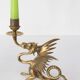 Pair of 19th century gilded brass “chimera” candlesticks