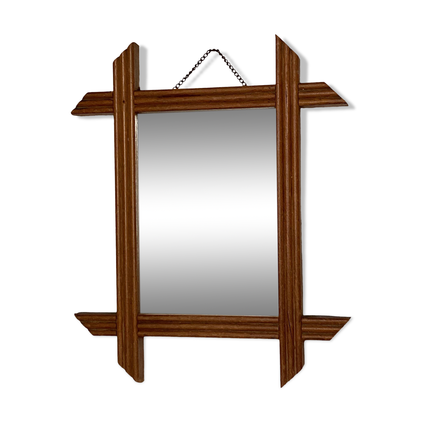 Blonde wooden barber mirror