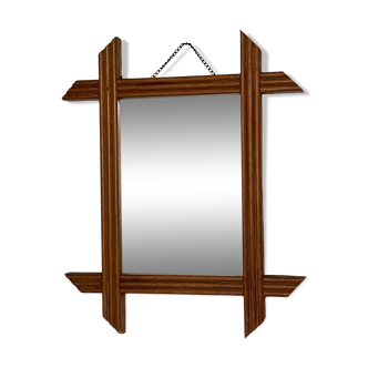 Blonde wooden barber mirror