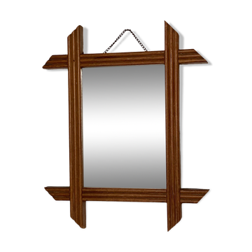Blonde wooden barber mirror