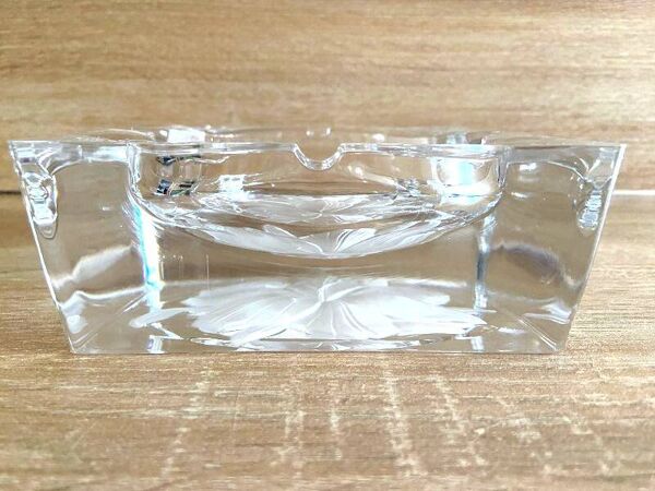Gros Cendrier en Cristal Massif France J.G. Durand Design Moderne Art Déco Loft