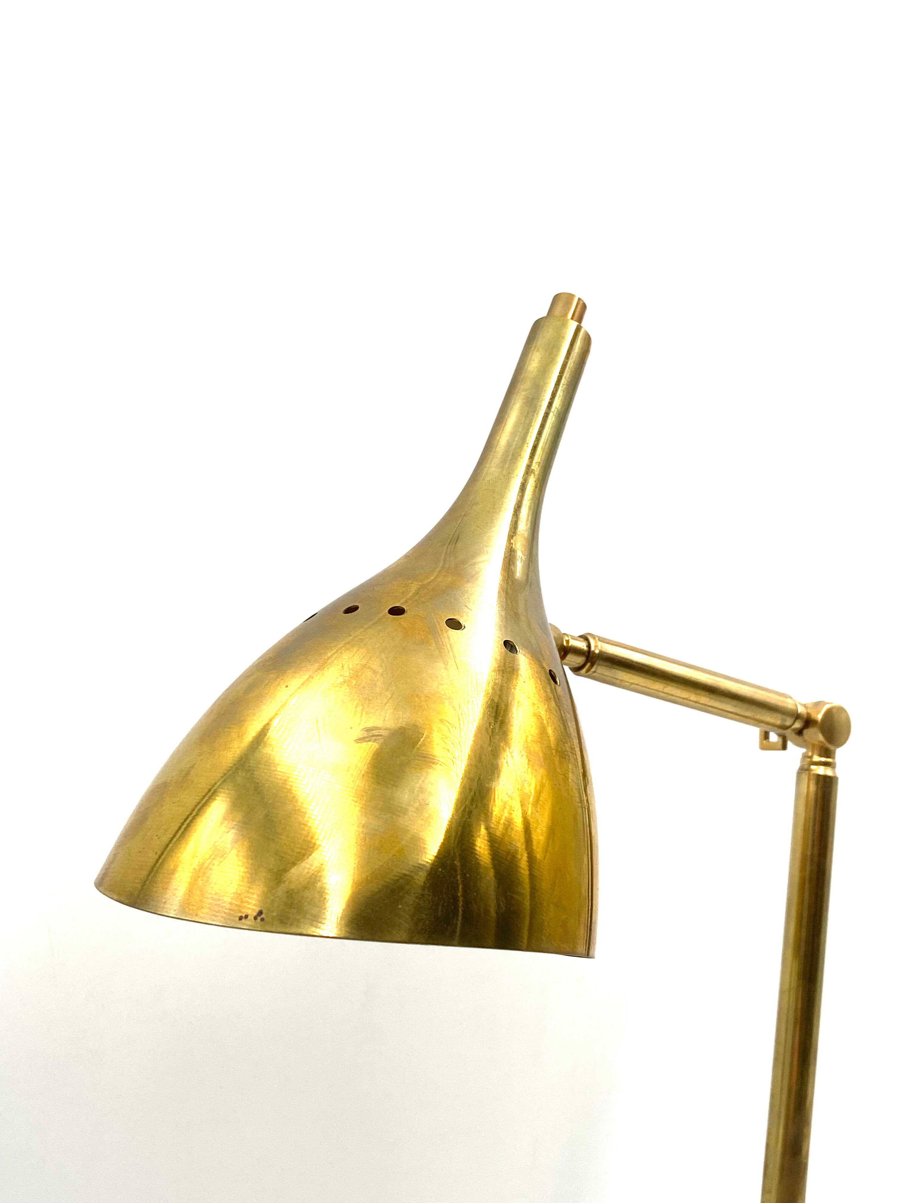 Golden brass table with Carrara marble base, Italy ca. 1980