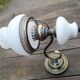 White opaline wall lamp metal, vintage 1960