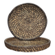 pair of old wicker trays, straw bourgne and bramble, woven bowl