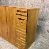 Natural wood and brass sideboard, twenty-first century