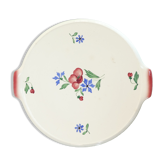 Plat a tarte en faïences Digoin Sarreguemines fleur peint a la main