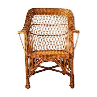 Braided rattan armchair