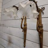 Louis xvi style wall lights in bronze (pair)