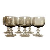 6 vintage smoked stemmed glasses