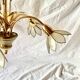 Vintage chandelier in gold metal and mother-of-pearl petals - 5 branches
