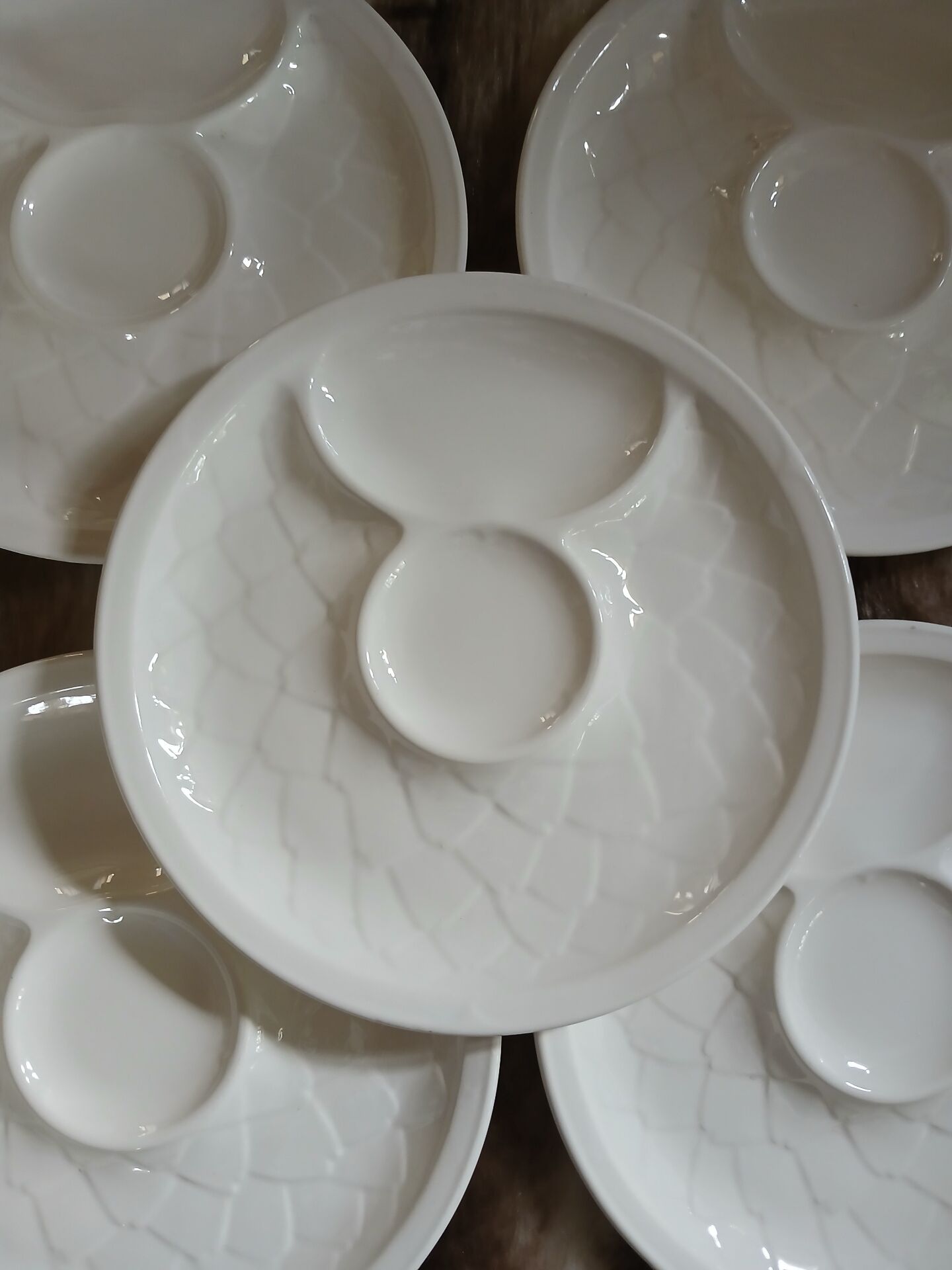 5 antique flat plates in majolica