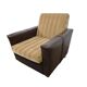 Fauteuil vintage en skaï brun / fauteuil club rétro sur roulettes