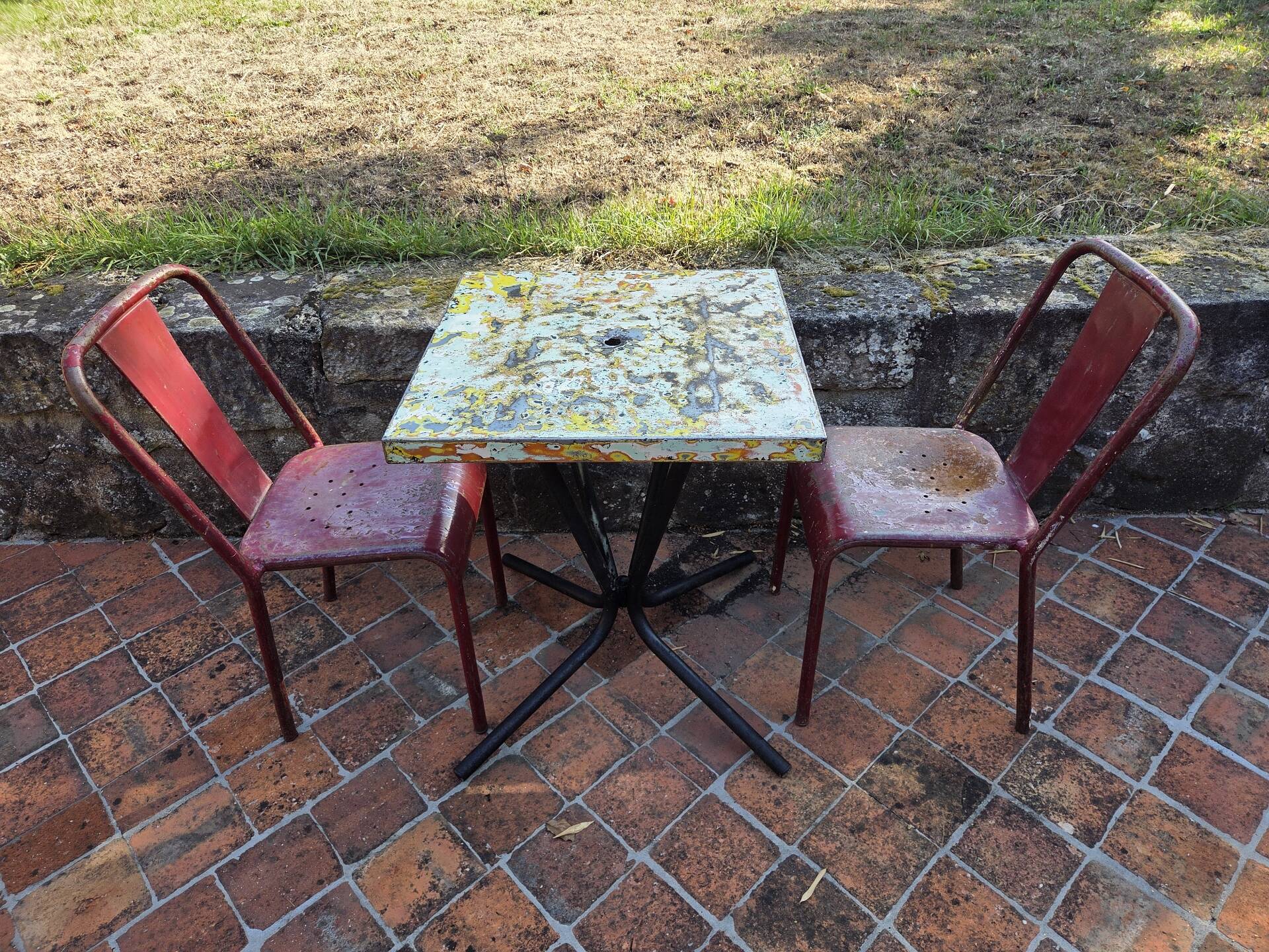 Restored Tolix bistro table