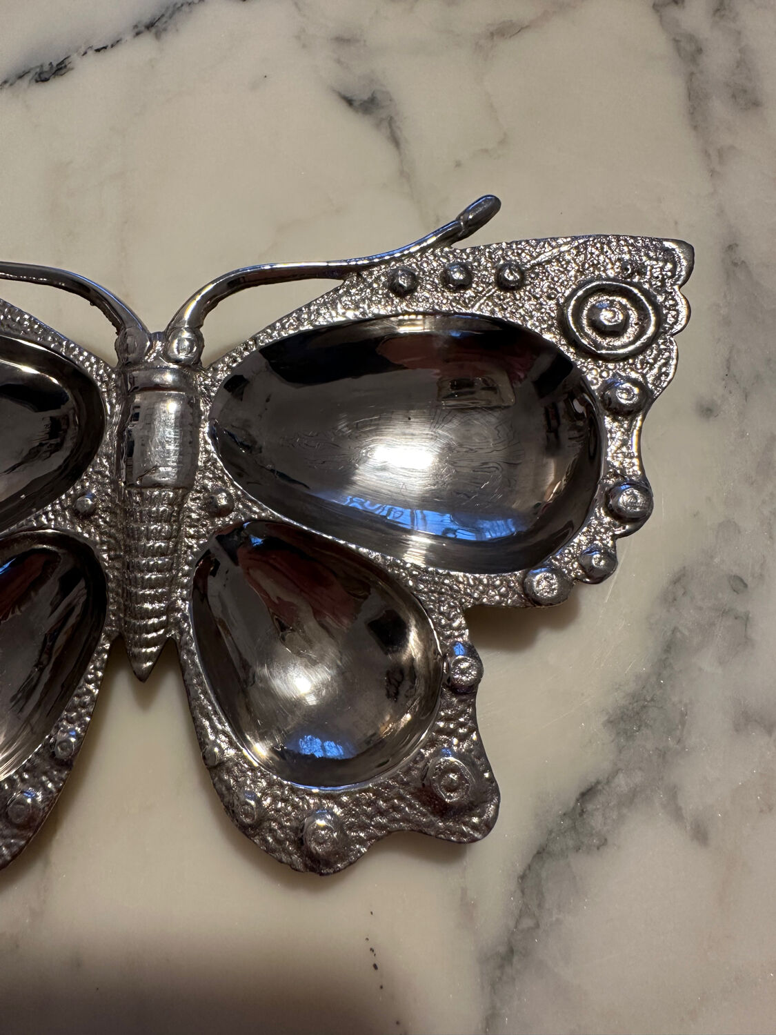 Vintage silver-plated butterfly catchall tray