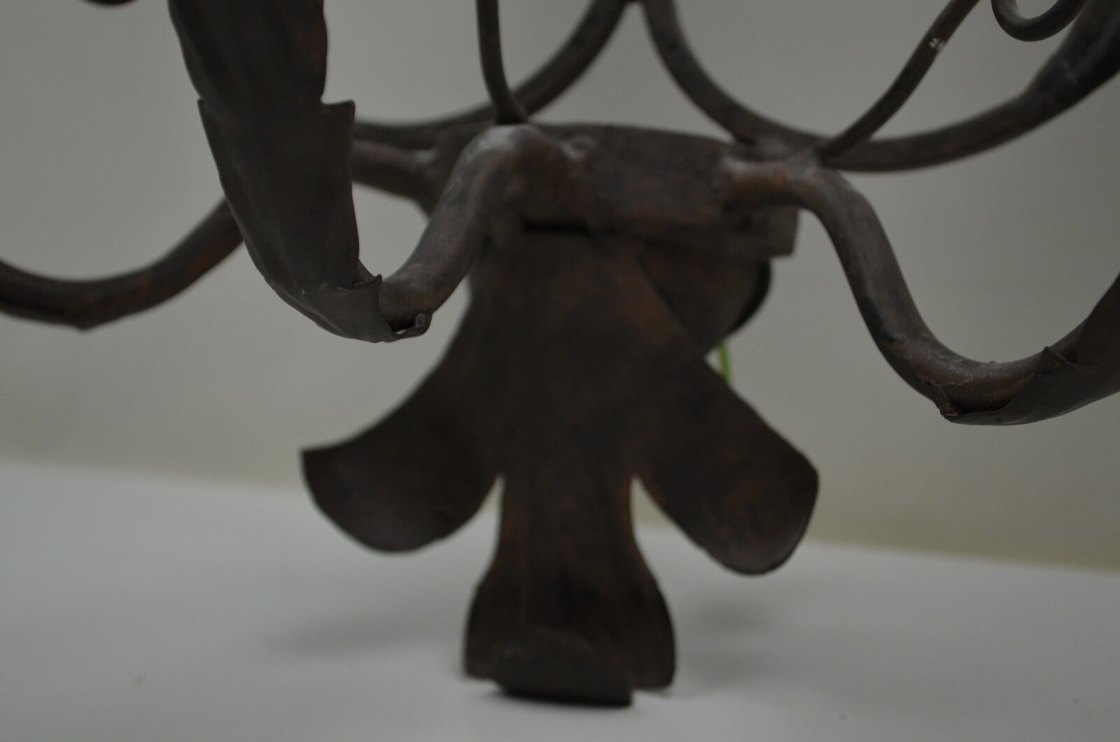 Pair of grey patinated iron wall lamps