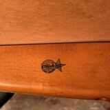 Set of 3 Stella chairs in beech and black imitation leather from the 50s/60s