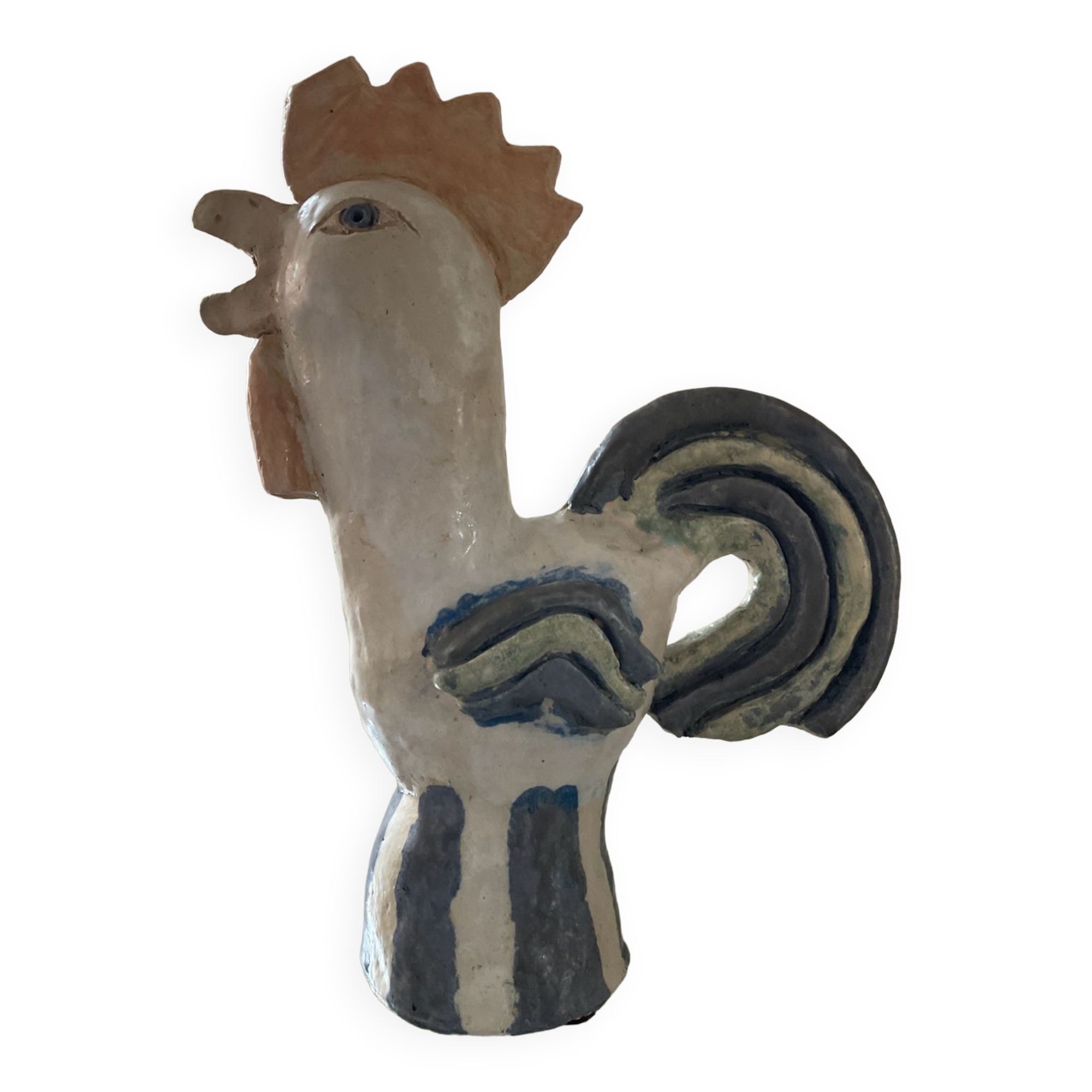 Vintage coq from the 60s in glazed stoneware