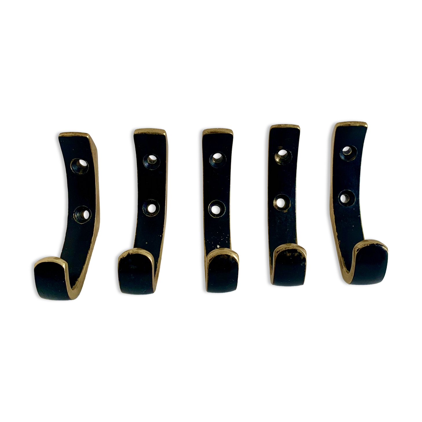 Brass wall hooks from Herta Baller, set of 5