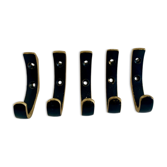 Brass wall hooks from Herta Baller, set of 5