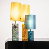 Fractal resin lamp set of 3, circa 1970