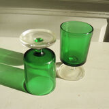 6 anciens verres à digestif luminarc vert foncé h7 cm