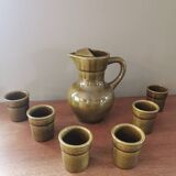Vintage ceramic pitcher and 6 cups